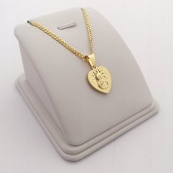 DAMSKI ZŁOTY NASZYJNIK Z ZAWIESZKĄ 925/585 GRAWER SZKAPLERZ SREBRO ZŁOCONE