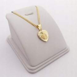 DAMSKI ZŁOTY NASZYJNIK Z ZAWIESZKĄ 925/585 GRAWER SZKAPLERZ SREBRO ZŁOCONE