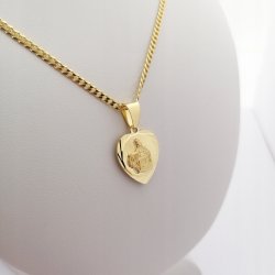 DAMSKI ZŁOTY NASZYJNIK Z ZAWIESZKĄ 925/585 GRAWER SZKAPLERZ SREBRO ZŁOCONE