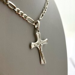 NASZYJNIK SREBRNY FIGARO Z KRZYŻYKIEM ŁAŃCUSZEK + ZAWIESZKA 925 NA PREZENT