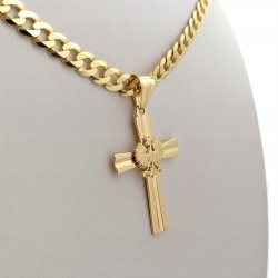 ZŁOTY ŁAŃCUSZEK MĘSKI Z KRZYŻYKIEM, NASZYJNIK Z ORŁEM 60 CM DLA MĘŻCZYZNY