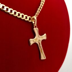 ZŁOTY MĘSKI ŁAŃCUSZEK PANCERKA Z KRZYŻYKIEM 925/585 ZŁOTA ZAWIESZKA +GRATIS