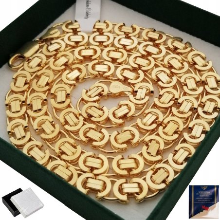 ELEGANCKI ZŁOTY ŁAŃCUSZEK MĘSKI SPLOT KRÓLEWSKI 55 cm 7 mm SREBRO PRÓBA 925