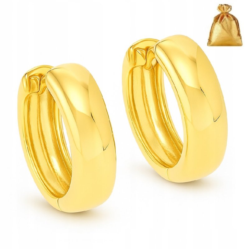 POZŁACANE KOLCZYKI ZE STALI CHIRURGICZNEJ MAŁE KÓŁKA KÓŁECZKA 1,3 CM 18K