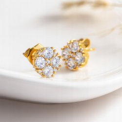 ZŁOTE KOLCZYKI KRYSZTAŁKI SZTYFTY GWARANCJA 9,2 MM