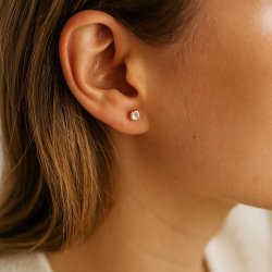 DELIKATNE POZŁACANE KOLCZYKI DAMSKIE CYRKONIE OKRĄGŁE KRYSZTAŁKI 6 MM 18K