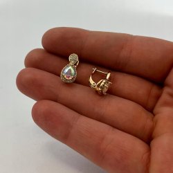 KOLCZYKI ZE STALI CHIRURGICZNEJ Z CYRKONIAMI ZŁOTE / POZŁACANE + GRATIS 18K
