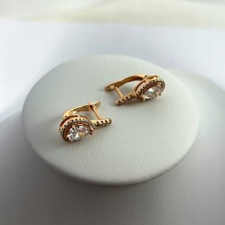 KOLCZYKI ZE STALI CHIRURGICZNEJ Z CYRKONIAMI ZŁOTE / POZŁACANE + GRATIS 18K