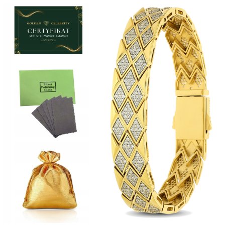 BRANSOLETKA POZŁACANA 19,5 CM 12 MM ROYAL LUXURY GOLDEN CELEBRITY DLA NIEJ