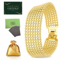 BRANSOLETKA ZŁOTA DAMSKA Z KULECZKAMI ZE STALI CHIRURGICZNEJ 18,5 CM 17 MM