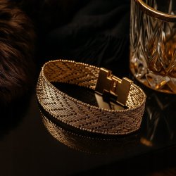 ELEGANCKA POZŁACANA BRANSOLETKA DAMSKA STAL CHIRURGICZNA 19 CM DLA KOBIETY