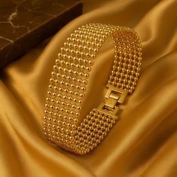 BRANSOLETKA ZŁOTA DAMSKA Z KULECZKAMI ZE STALI CHIRURGICZNEJ 18,5 CM 17 MM