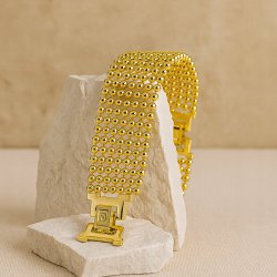 BRANSOLETKA ZŁOTA DAMSKA Z KULECZKAMI ZE STALI CHIRURGICZNEJ 18,5 CM 17 MM