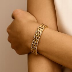 LUKSUSOWA BRANSOLETKA ZŁOTA DAMSKA ZE STALI CHIRURGICZNEJ 20 CM DLA KOBIETY