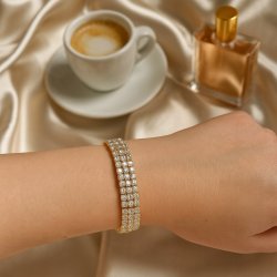 LUKSUSOWA DAMSKA BRANSOLETKA ZE STALI CHIRURGICZNEJ, SOLIDNA, PREMIUM, 18K