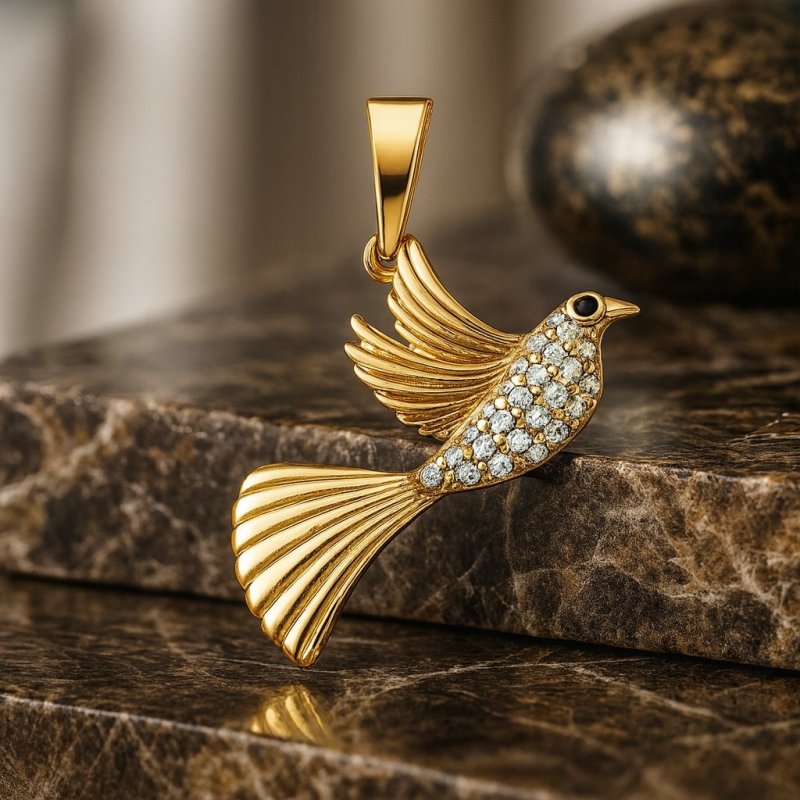 PIĘKNA ZAWIESZKA WISIOREK DAMSKI PTAK, KOLIBER Z CYRKONIAMI NA ŁAŃCUSZEK