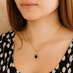 ELEGANCKA ZŁOTA ZAWIESZKA DAMSKA ZE STALI CHIRUGICZNEJ CZARNA - MARKIZA 18K