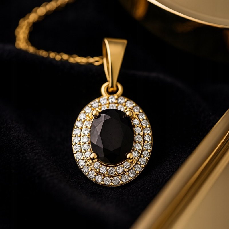 ELEGANCKA ZŁOTA ZAWIESZKA DAMSKA ZE STALI CHIRUGICZNEJ CZARNA - MARKIZA 18K