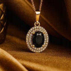ELEGANCKA ZŁOTA ZAWIESZKA DAMSKA ZE STALI CHIRUGICZNEJ CZARNA - MARKIZA 18K