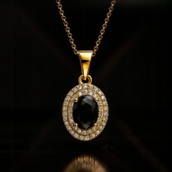 ELEGANCKA ZŁOTA ZAWIESZKA DAMSKA ZE STALI CHIRUGICZNEJ CZARNA - MARKIZA 18K