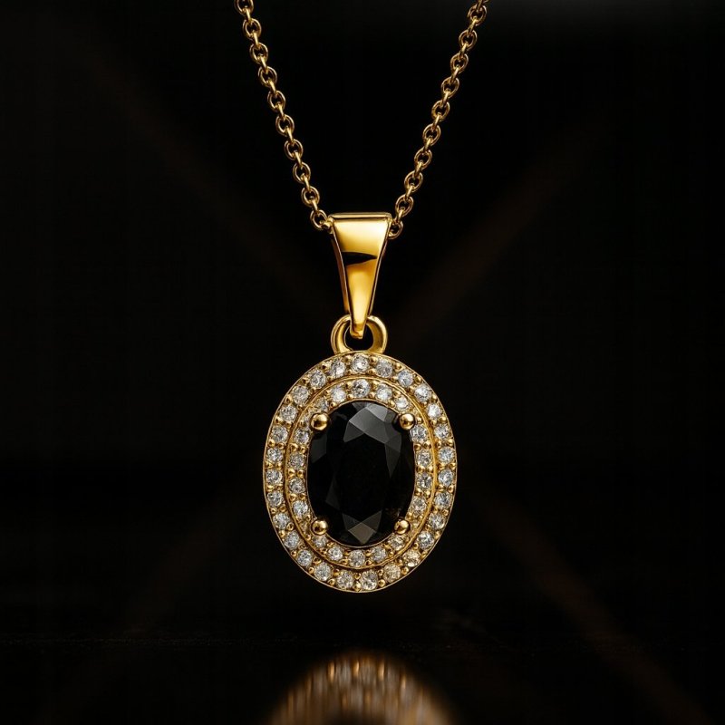ELEGANCKA ZŁOTA ZAWIESZKA DAMSKA ZE STALI CHIRUGICZNEJ CZARNA - MARKIZA 18K