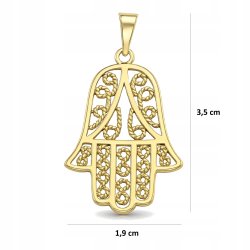 PIĘKNY WISIOREK DAMSKI ZE STALI CHIRURGICZNEJ RĄCZKA FATIMY, CYRKONIE 18K