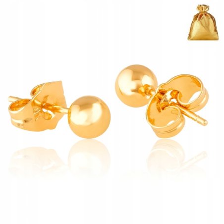ZŁOTE DAMSKIE KOLCZYKI KULKI KULECZKI 10MM STAL CHIRURGICZNA PREZENT 18K
