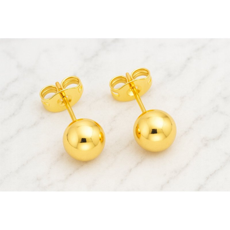 ZŁOTE DAMSKIE KOLCZYKI KULKI KULECZKI 10MM STAL CHIRURGICZNA PREZENT 18K