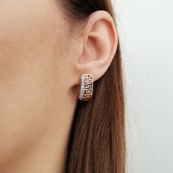 ZŁOTE KOLCZYKI STAL CHIRURGICZNA GREEK 18K PREZENT DLA KOBIETY NA URODZINY