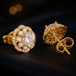 ELEGANCKIE DAMSKIE KOLCZYKI OKRĄGŁE, DUŻE Z CYRKONIAMI STAL CHIRURGICZNA