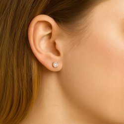 KOLCZYKI DAMSKIE ZE STALI CHIRURGICZNEJ OKRĄGŁE CYRKONIE SZTYFTY 7 MM 18K