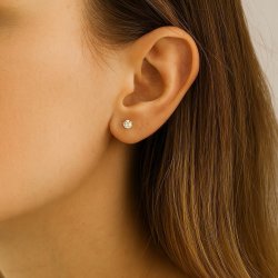 PIĘKNE ZŁOTE KOLCZYKI WKRĘTKI SZTYFT CYRKONIE 6 MM STAL CHIRURGICZNA 18K
