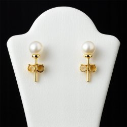 PIĘKNE POZŁACANE KOLCZYKI WKRĘTKI, SZTYFY PERŁY 6 MM STAL CHIRURGICZNA 18K