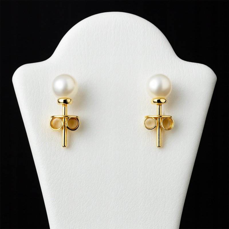 PIĘKNE POZŁACANE KOLCZYKI WKRĘTKI, SZTYFY PERŁY 6 MM STAL CHIRURGICZNA 18K