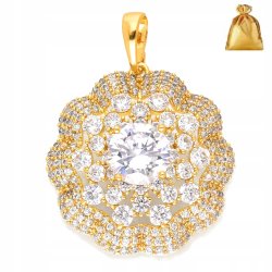 ELEGANCKA DUŻA ZAWIESZKA ZE STALI CHIRGUCZINEJ CRYSTAL DO ŁAŃCUSZKA 18K