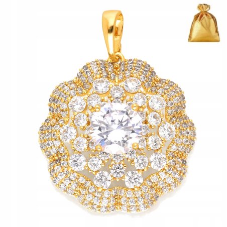 ELEGANCKA DUŻA ZAWIESZKA ZE STALI CHIRGUCZINEJ CRYSTAL DO ŁAŃCUSZKA 18K