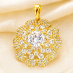 ELEGANCKA DUŻA ZAWIESZKA ZE STALI CHIRGUCZINEJ CRYSTAL DO ŁAŃCUSZKA 18K