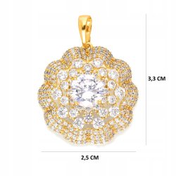 ELEGANCKA DUŻA ZAWIESZKA ZE STALI CHIRGUCZINEJ CRYSTAL DO ŁAŃCUSZKA 18K