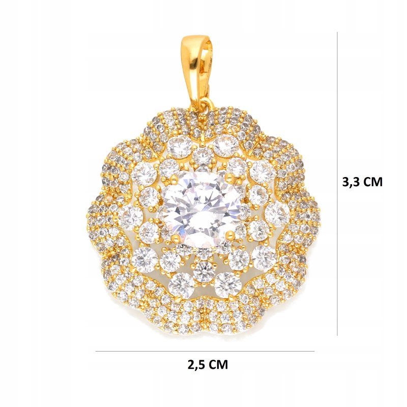 ELEGANCKA DUŻA ZAWIESZKA ZE STALI CHIRGUCZINEJ CRYSTAL DO ŁAŃCUSZKA 18K