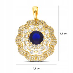 ELEGANCKA DUŻA ZAWIESZKA ZE STALI CHIRGUCZINEJ Z CYRKONIAMI / GRANATOWA