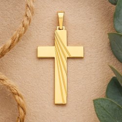 DUŻY POZŁACANY KRZYŻ, KRZYŻYK KLASYCZNY ZE STALI CHIRURGICZNEJ 18K UNISEX