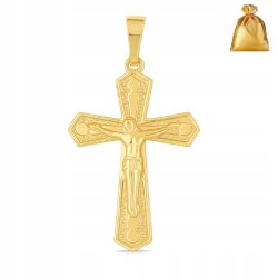 ZAWIESZKA ZE STALI CHIRURGICZNEJ ZŁOTY, POZŁACANY KRZYŻYK KRZYŻ UNISEX 18K