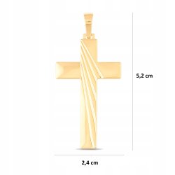 DUŻY POZŁACANY KRZYŻ, KRZYŻYK KLASYCZNY ZE STALI CHIRURGICZNEJ 18K UNISEX