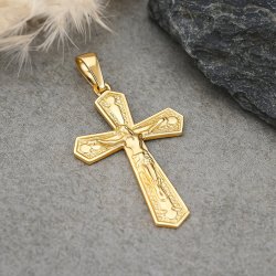 ZAWIESZKA ZE STALI CHIRURGICZNEJ ZŁOTY, POZŁACANY KRZYŻYK KRZYŻ UNISEX 18K