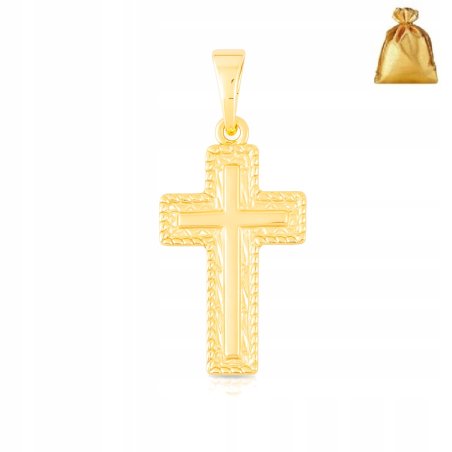POZŁACANY MAŁY KRZYŻYK ZE STALI CHIRURGICZNEJ KLASYCZNY, ZŁOTY, 18K UNISEX
