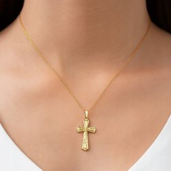 ZAWIESZKA ZE STALI CHIRURGICZNEJ ZŁOTY, POZŁACANY KRZYŻYK KRZYŻ UNISEX 18K