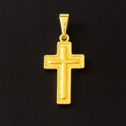 POZŁACANY MAŁY KRZYŻYK ZE STALI CHIRURGICZNEJ KLASYCZNY, ZŁOTY, 18K UNISEX