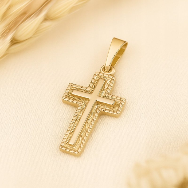 POZŁACANY MAŁY KRZYŻYK ZE STALI CHIRURGICZNEJ KLASYCZNY, ZŁOTY, 18K UNISEX