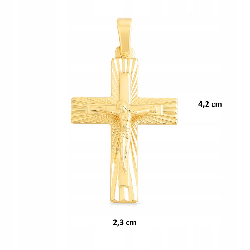 DUŻY POZŁACANY KRZYŻYK ZE STALI CHIRURGICZNEJ, KRZYŻ Z JEZUSEM 18K MĘSKI