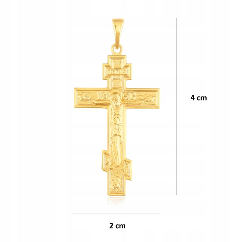 POZŁACANY KRZYŻYK MĘSKI PRAWOSŁAWNY ZE STALI CHIRURGICZNEJ 18K PREZENT